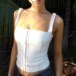 copy of Floral Print Sleeveless Top with Front Bow Detail