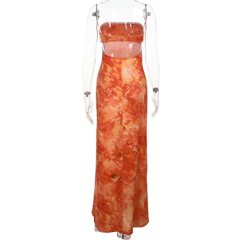 Floral Print Strapless A-Line Dress with Cinched Waist