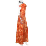 Floral Print Strapless A-Line Dress with Cinched Waist