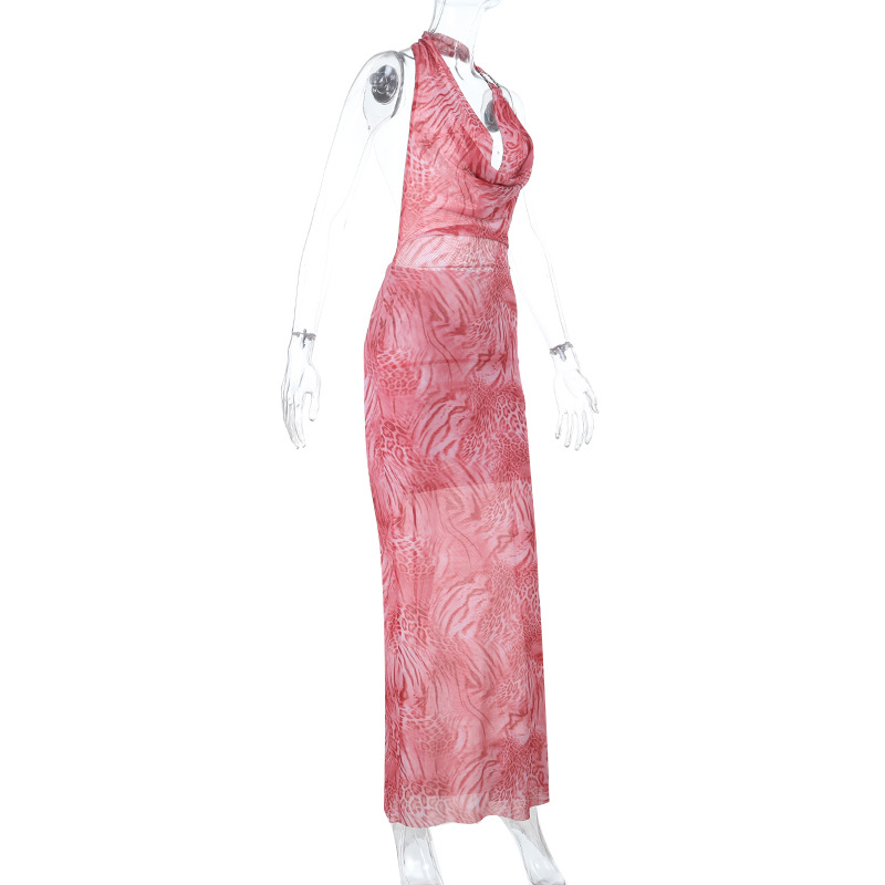 Leopard Print V-Neck Dress with Flowing Ruffle Front