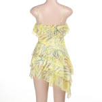  Floral Print Spaghetti Strap Dress with Ruffled Tiered Skirt