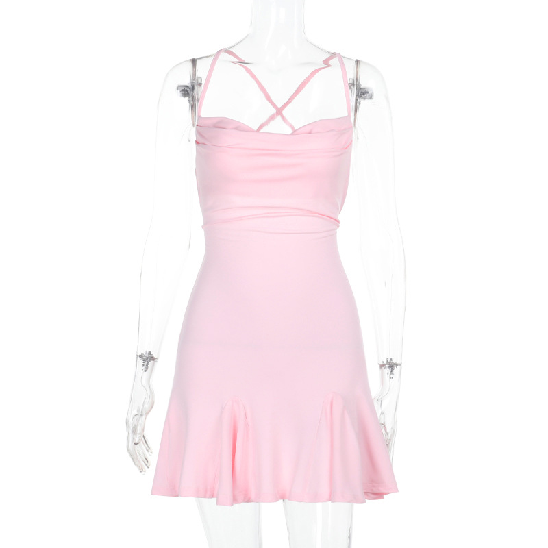 Halter Neck Mini Dress with Open Back