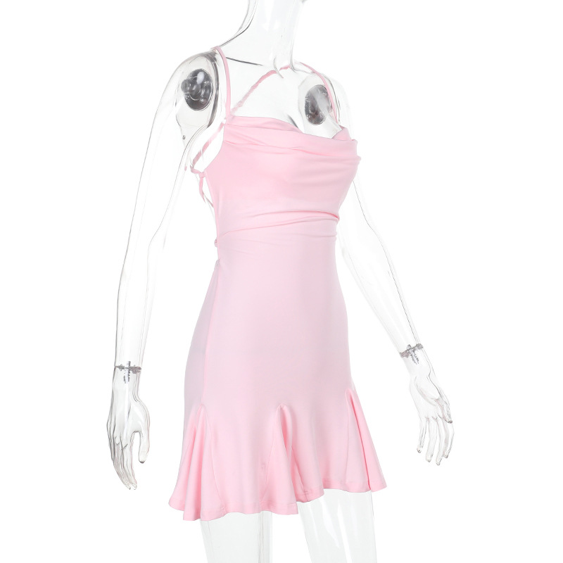 Halter Neck Mini Dress with Open Back