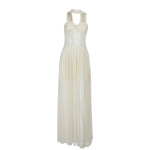 Strapless Maxi Dress with Flowing Sash & Cinched Waist