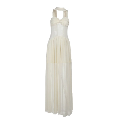 Strapless Maxi Dress with Flowing Sash & Cinched Waist 01