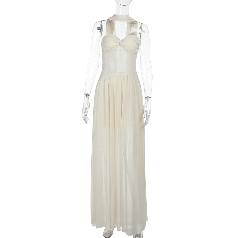 Strapless Maxi Dress with Flowing Sash & Cinched Waist