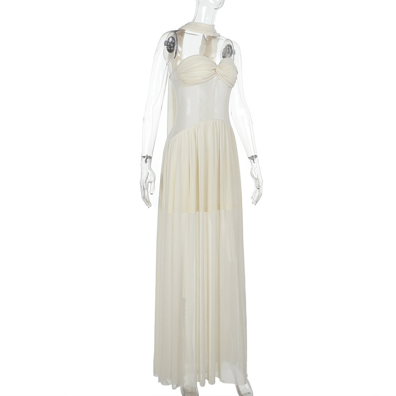 Strapless Maxi Dress with Flowing Sash & Cinched Waist