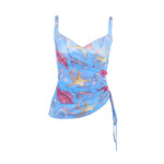 Sheer Mesh Floral Print Spaghetti Strap Top