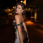 Vintage Oil Painting Print Spaghetti Strap Top with Cinched Waist Tie