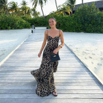 2025 Spring Summer New Women's Leopard Print Spaghetti Strap Dress