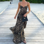 2025 Spring Summer New Women's Leopard Print Spaghetti Strap Dress