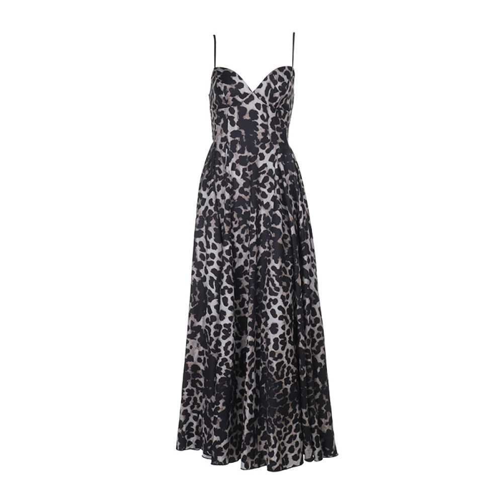 2025 Spring Summer New Women's Leopard Print Spaghetti Strap Dress