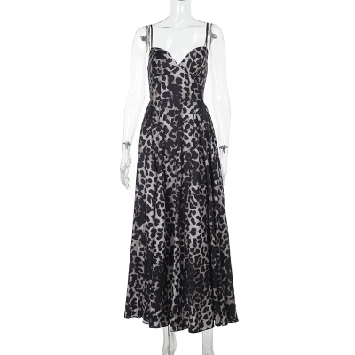 2025 Spring Summer New Women's Leopard Print Spaghetti Strap Dress 02