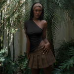 Off-the-Shoulder Fitted Tank Top with Asymmetrical Neckline