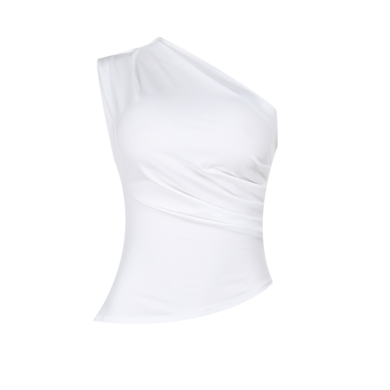 Off-the-Shoulder Fitted Tank Top with Asymmetrical Neckline
