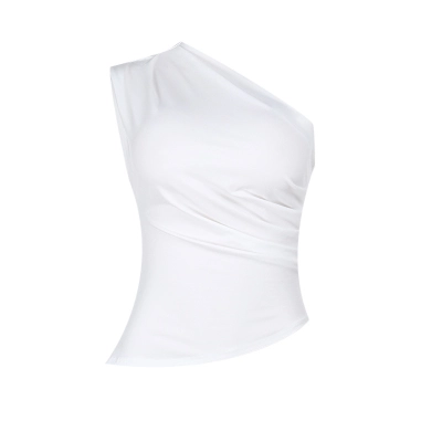 Off-the-Shoulder Fitted Tank Top with Asymmetrical Neckline 01