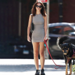 Round Neck Mesh-Panel Slip Dress with Contoured Cut