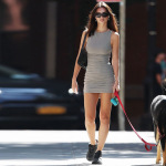 Round Neck Mesh-Panel Slip Dress with Contoured Cut