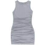 Round Neck Mesh-Panel Slip Dress with Contoured Cut