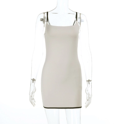 Color-Block Square Neck Spaghetti Strap Dress 01