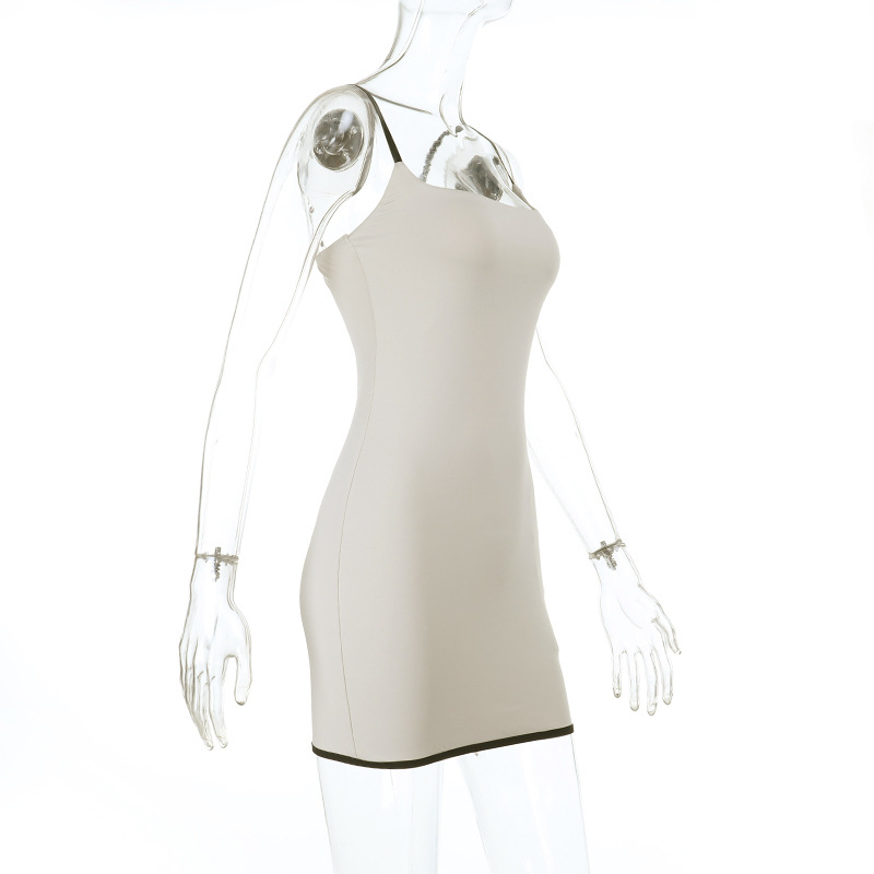 Color-Block Square Neck Spaghetti Strap Dress
