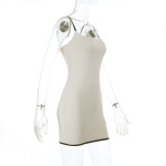 Color-Block Square Neck Spaghetti Strap Dress