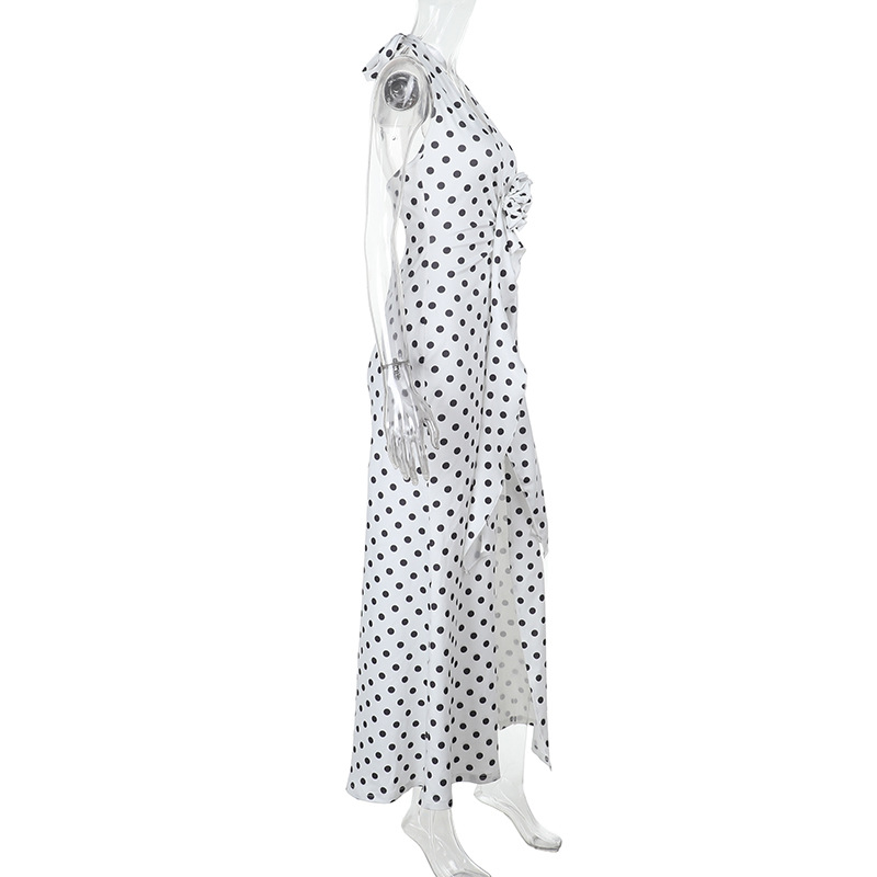 Polka Dot Sleeveless Mermaid Hem Midi Dress