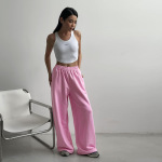 Retro Sporty 2-Piece Set - Wide-Leg Drawstring Pants with Tank Top