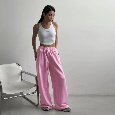 Retro Sporty 2-Piece Set - Wide-Leg Drawstring Pants with Tank Top 02