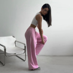 Retro Sporty 2-Piece Set - Wide-Leg Drawstring Pants with Tank Top