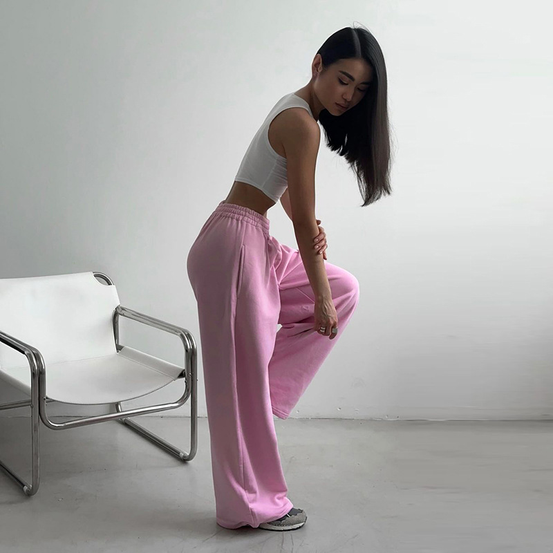 Retro Sporty 2-Piece Set - Wide-Leg Drawstring Pants with Tank Top