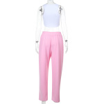 Retro Sporty 2-Piece Set - Wide-Leg Drawstring Pants with Tank Top