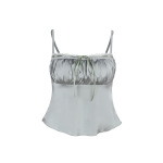 Satin-Finish Ruched Spaghetti Strap Top