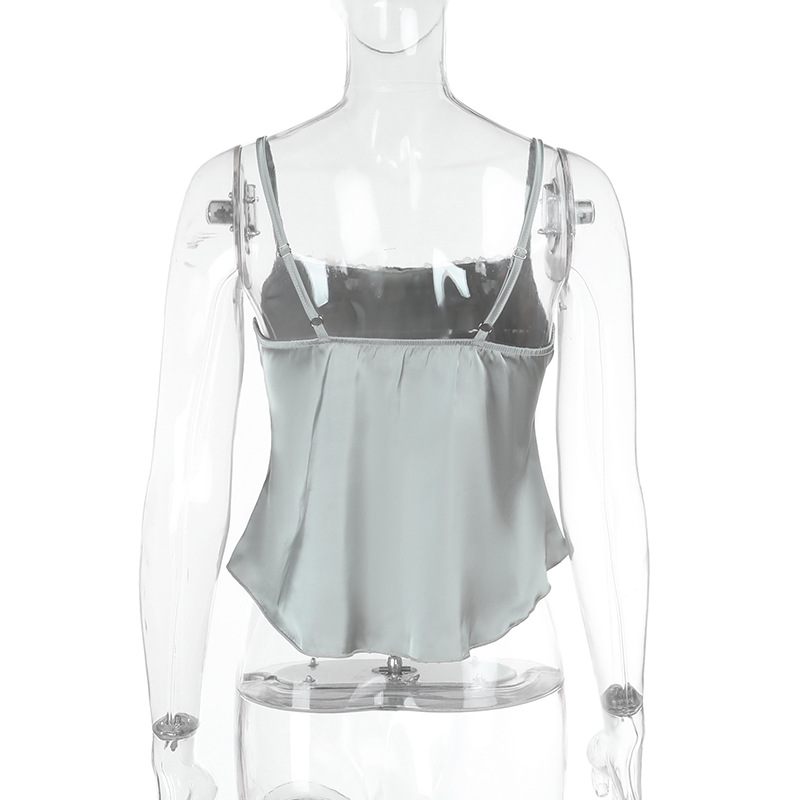 Satin-Finish Ruched Spaghetti Strap Top