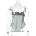 Satin-Finish Ruched Spaghetti Strap Top