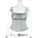 Satin-Finish Ruched Spaghetti Strap Top