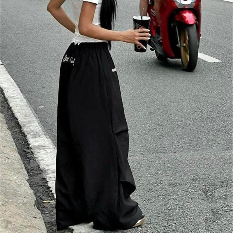 Lace Trim Contrast Waistband Utility Pants