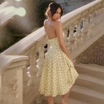 Halter Neck Open-Back Floral Print Maxi Dress