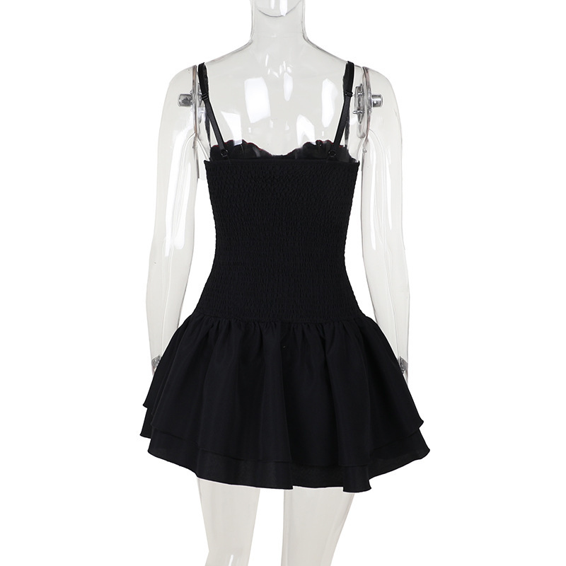 Spaghetti Strap Embroidered A-Line Mini Dress