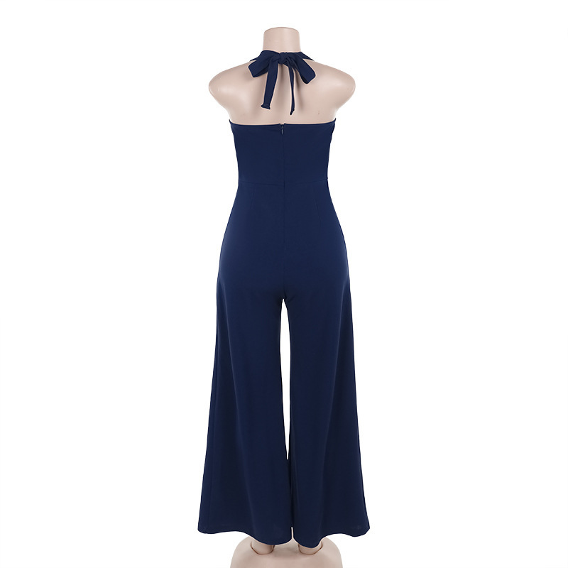 2025 Fall New Women's Halter Neck Flap Pocket Jumpsuit