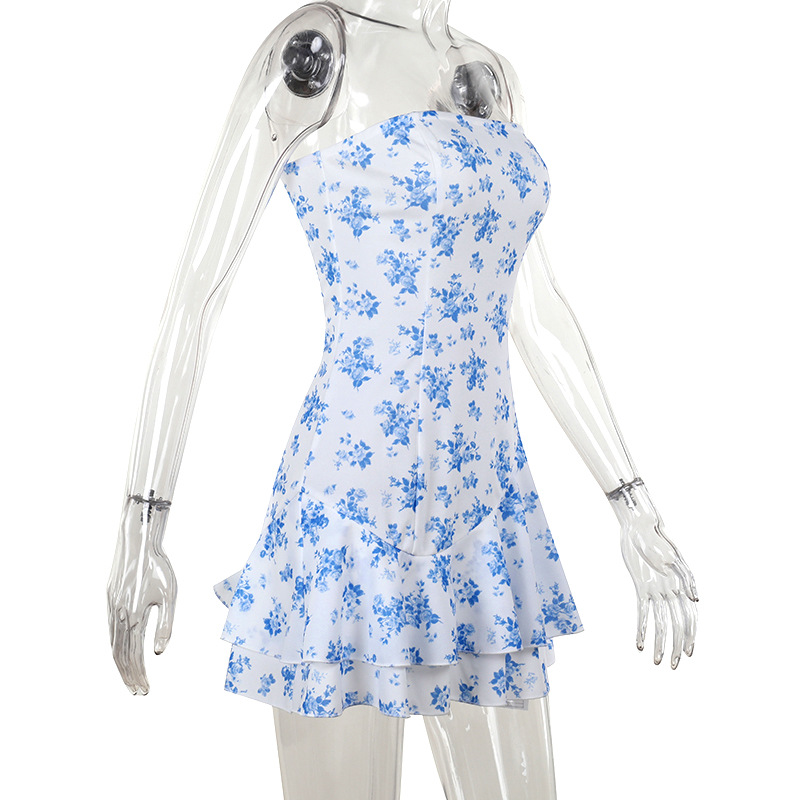 Strapless Floral Print A-Line Mini Dress