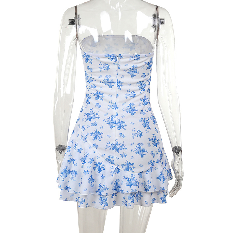 Strapless Floral Print A-Line Mini Dress