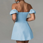 One-Shoulder Lace Trim Split Midi Dress