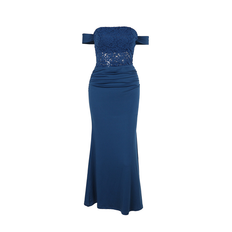 2025 New Women's Lace Insert Strap Maxi Dress