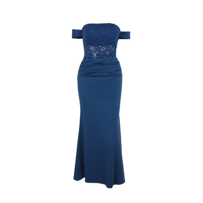 2025 New Women's Lace Insert Strap Maxi Dress 01