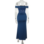 2025 New Women's Lace Insert Strap Maxi Dress