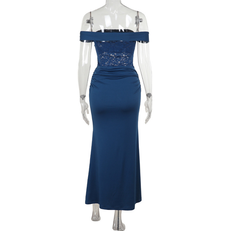 2025 New Women's Lace Insert Strap Maxi Dress