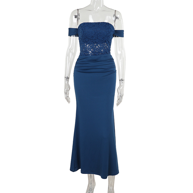 2025 New Women's Lace Insert Strap Maxi Dress