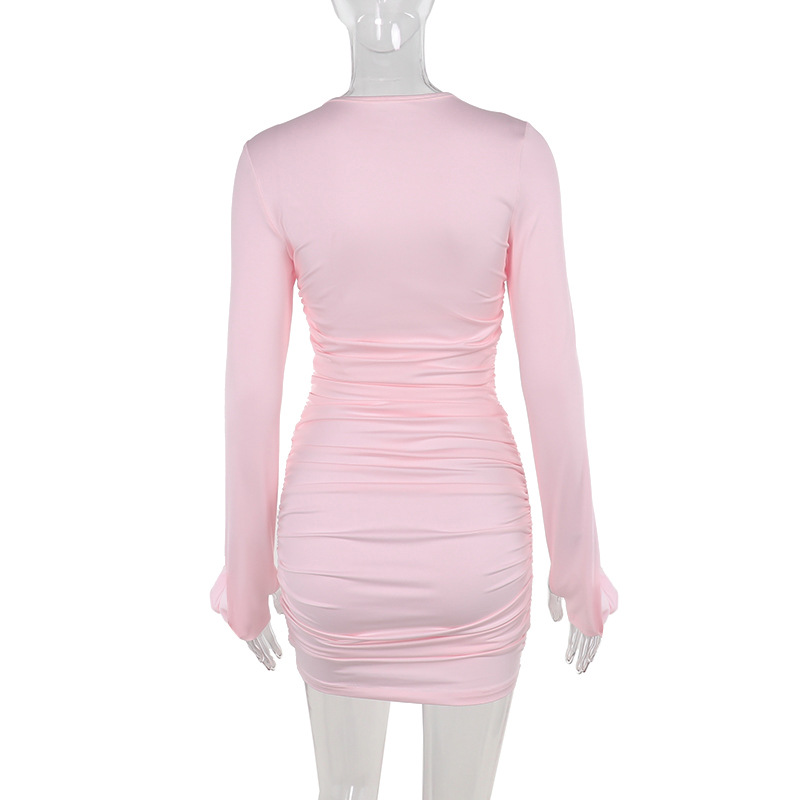 Autumn Women's 3D Flower Embellished Long Sleeve Pencil Dress