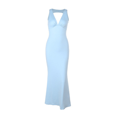 Women's Fashionable V-Neck Backless Bodycon Dress 01
